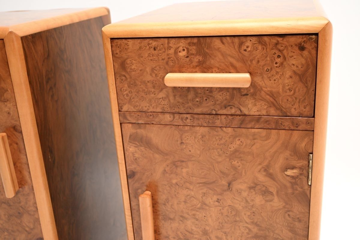 Pair Of Art Deco Burr Walnut Bedside Cabinets photo vinterior