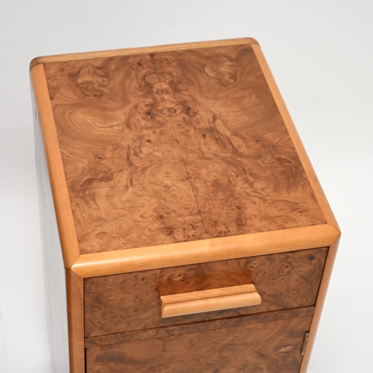 Pair Of Art Deco Burr Walnut Bedside Cabinets photo vintage