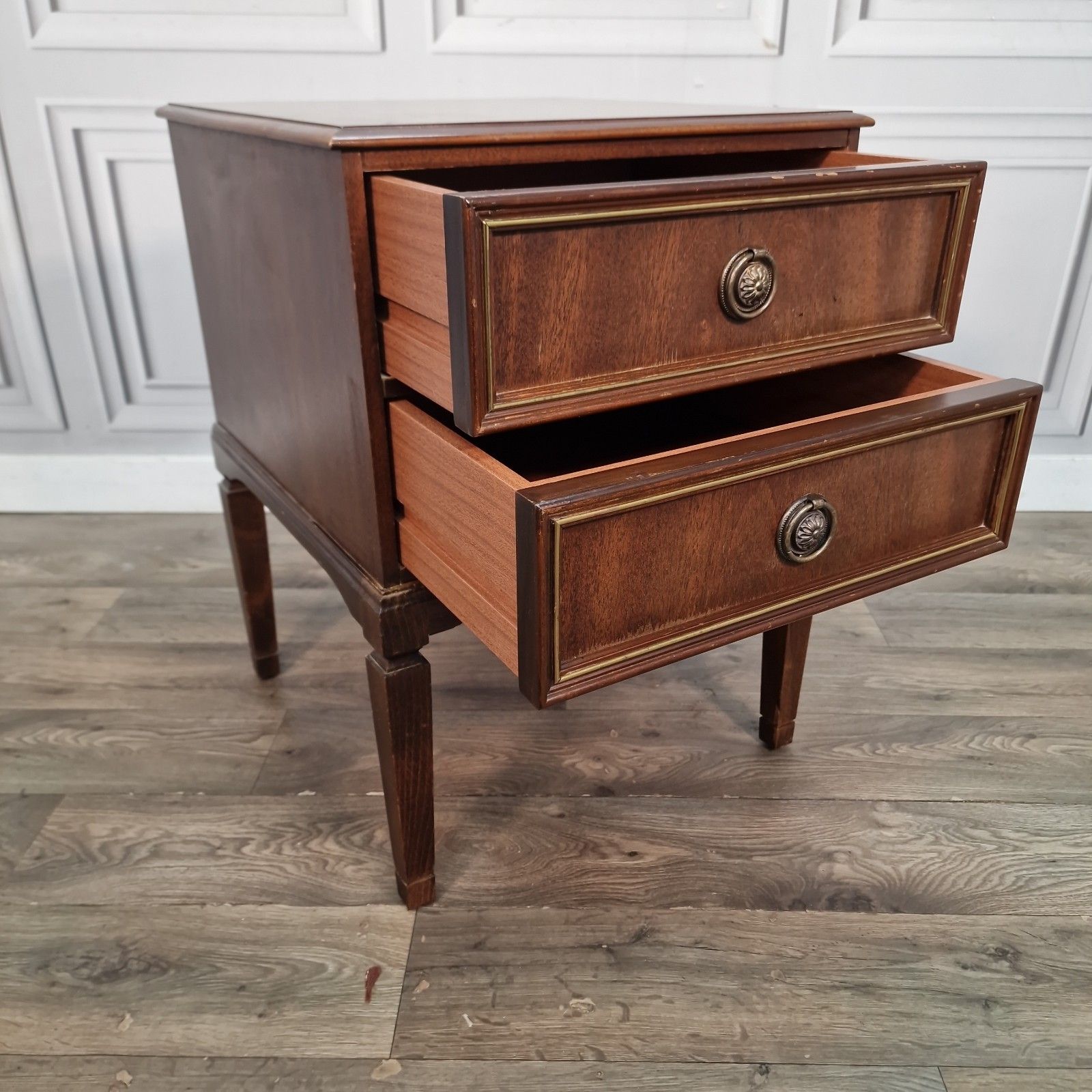 Vintage Mahogany Bedside Cabinet Table Two Drawer Chest Georgian Revival photo Furniture