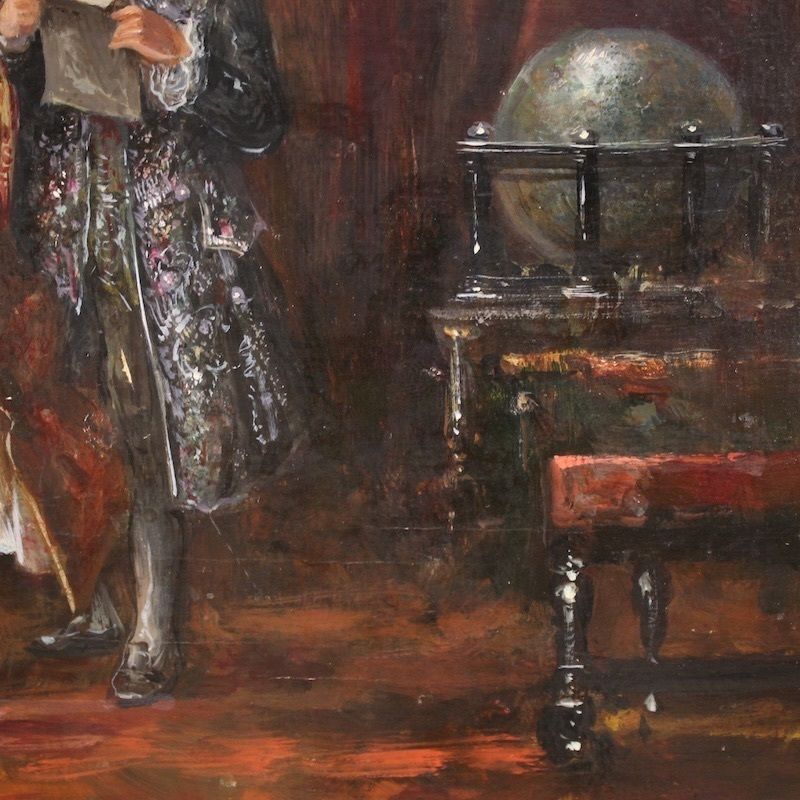 photo vinterior Italian Painting Interior Scene Dated 1941