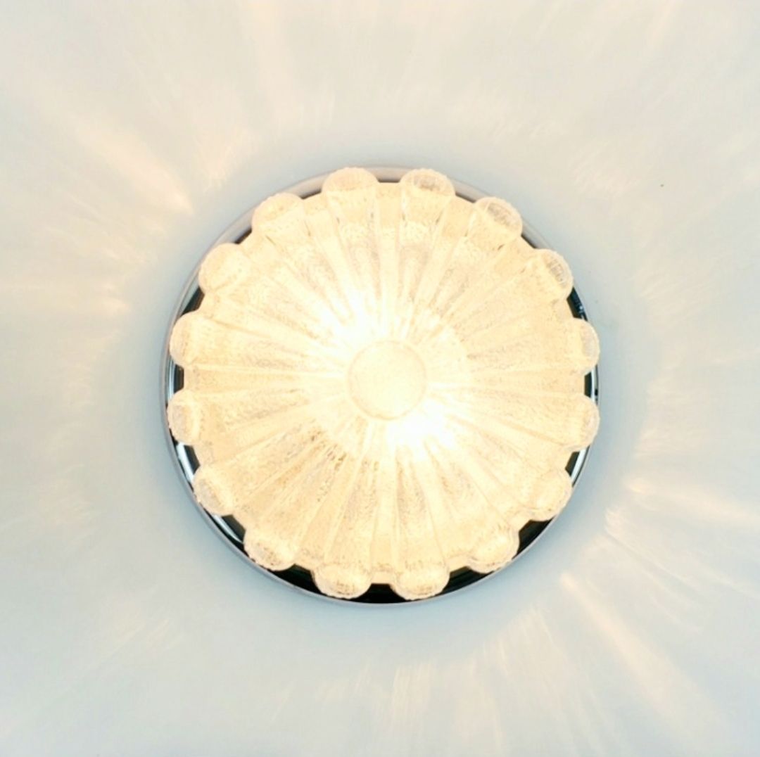 Large Mid Century Flower Shaped Glass & Chrome Ceiling Light From Limburg, Germany, 1970s photo 280.0