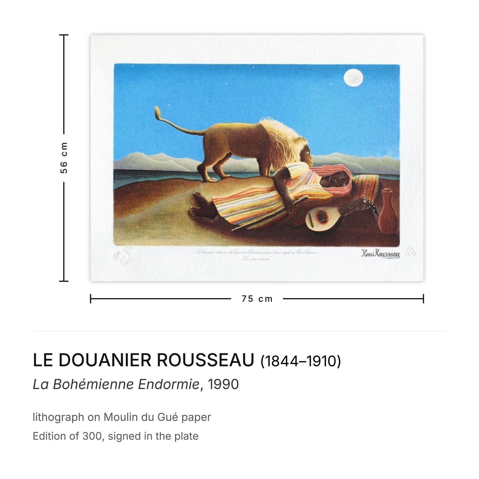 Le Douanier Rousseau Lithograph La Bohémienne Endormie 1990 photo furniture