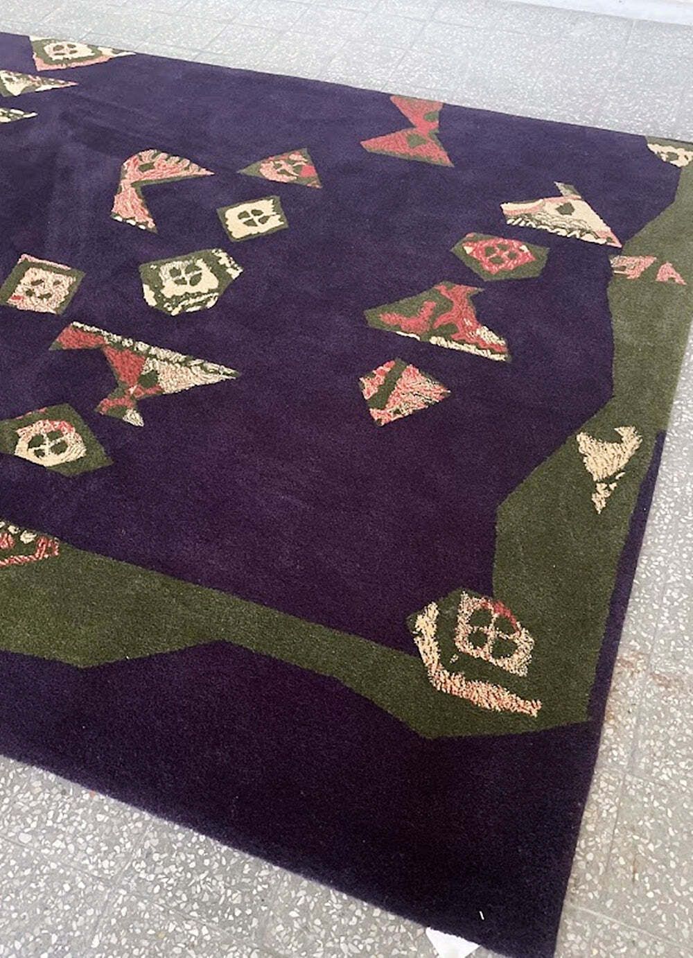 photo for sale Vezeley Artistic Hand Tufted Rug By Tisca France 1990s