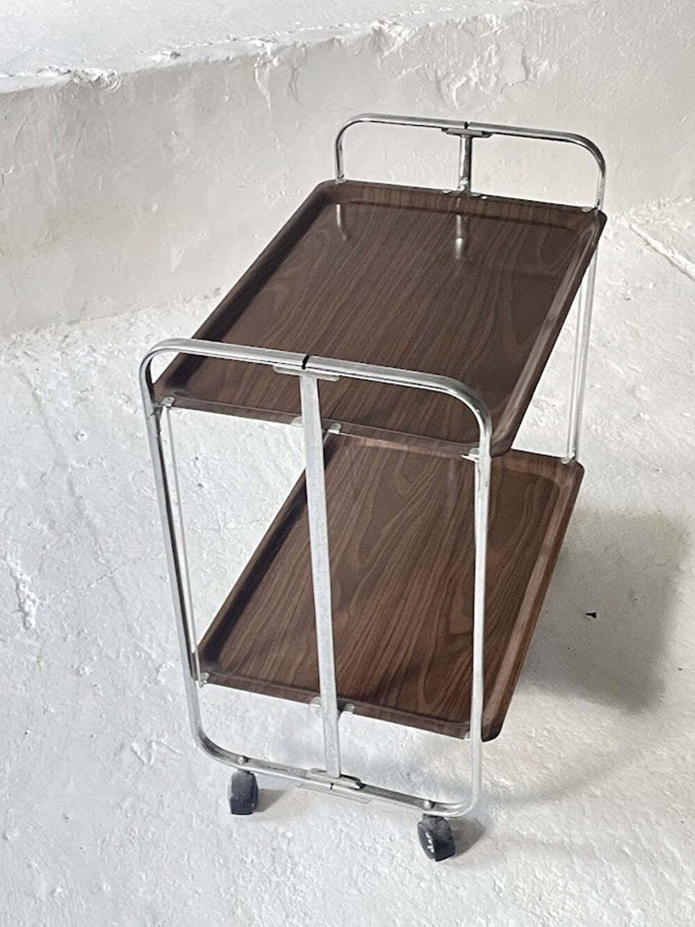 Midcentury Chrome Folding Serving Trolley, 1950s Germany photo furniture