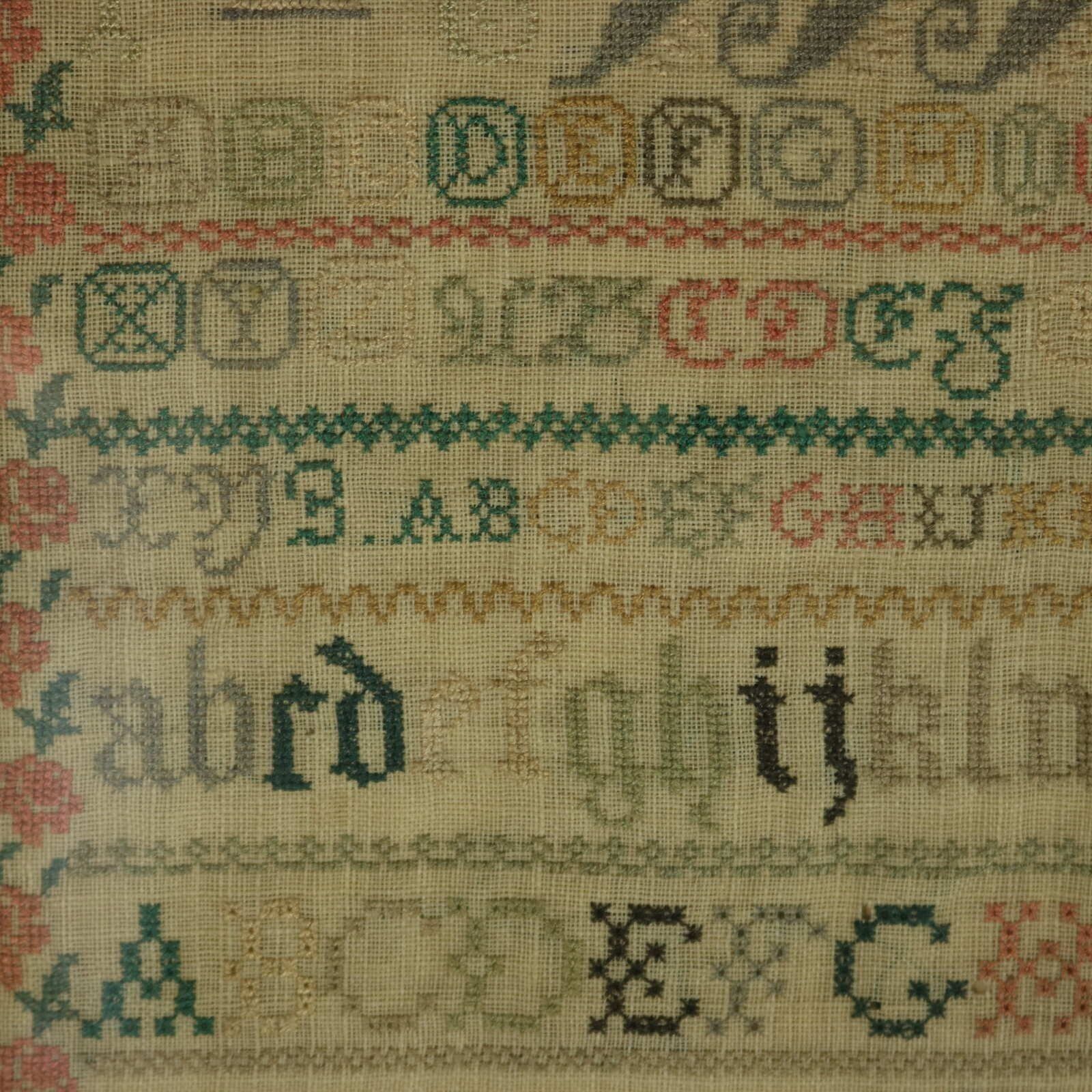 Antique Sampler, C.1850, By Elizabeth Carter, Sussex photo vinterior