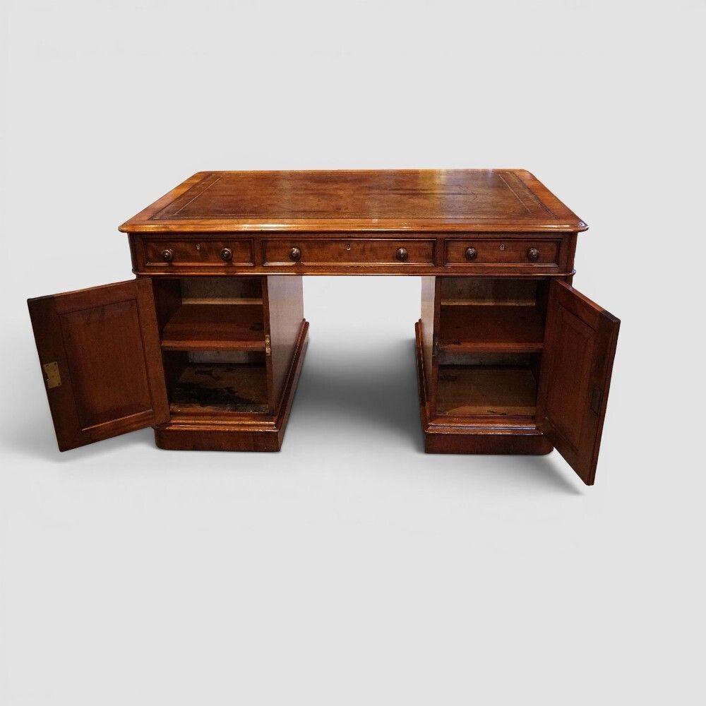 Rare Small Victorian Mahogany Partners Desk With Cupboards & Drawers photo for sale