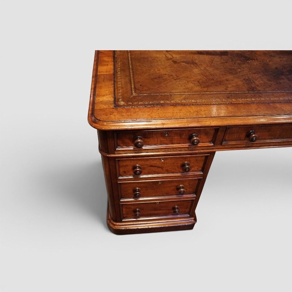 photo buy Rare Small Victorian Mahogany Partners Desk With Cupboards & Drawers