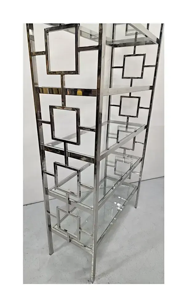 Art Deco Stijl Boekenkast of Displaystandaard van Chroom en Glas photo vinterior