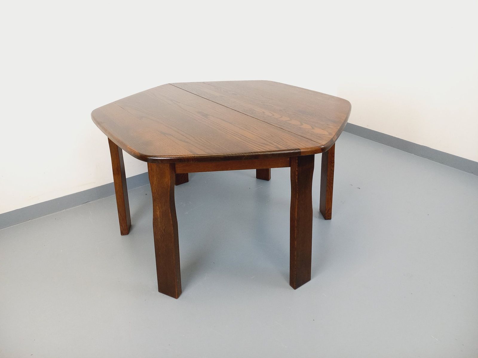 Brutalist Hexagonal Oak Dining Table