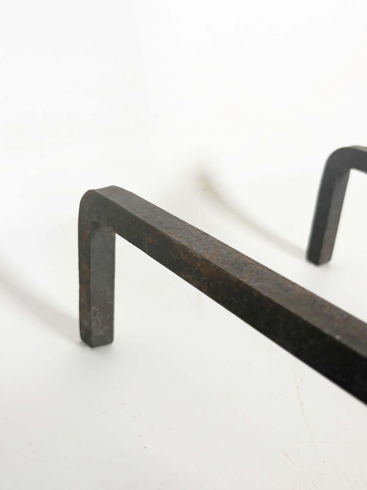 photo for sale Pair Of Andirons In Cast Iron And Brass, Black And Gold, France, 1960s