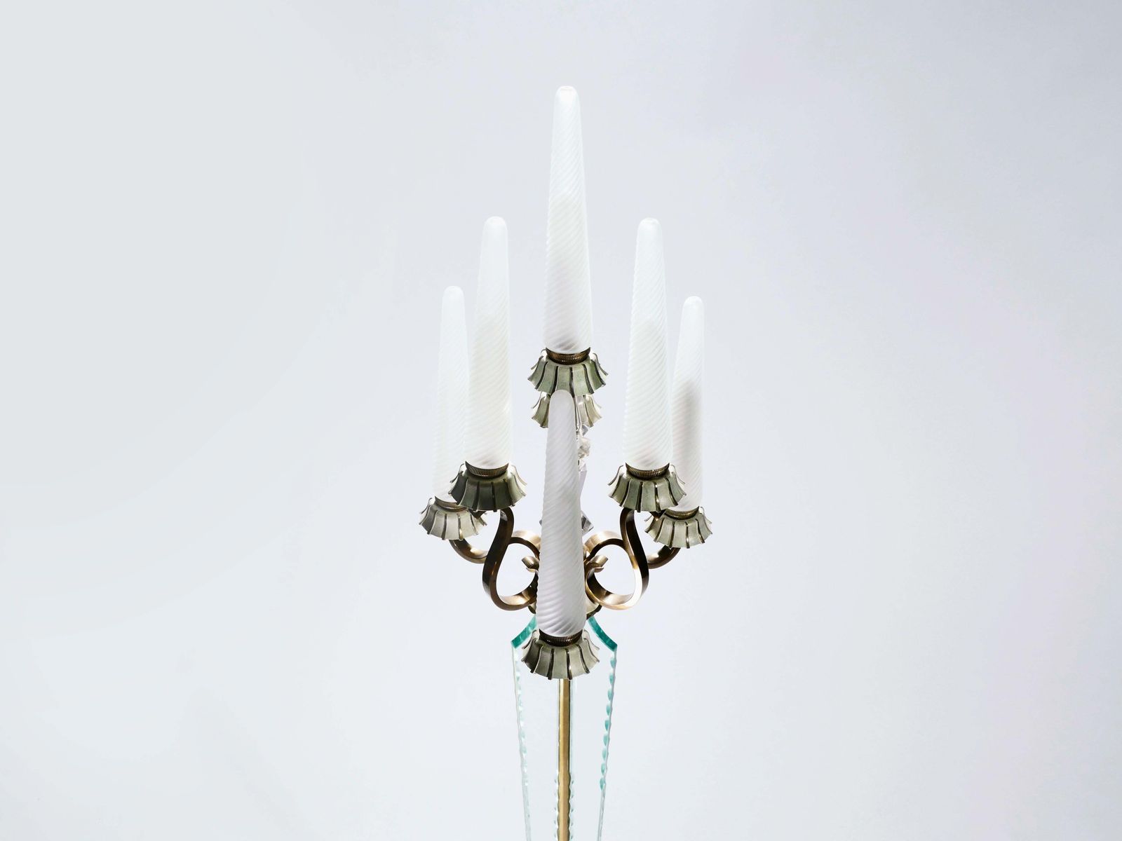 Lampadaire Ernest Sabino en bronze et cristal de Sèvres, années 1930 photo for sale