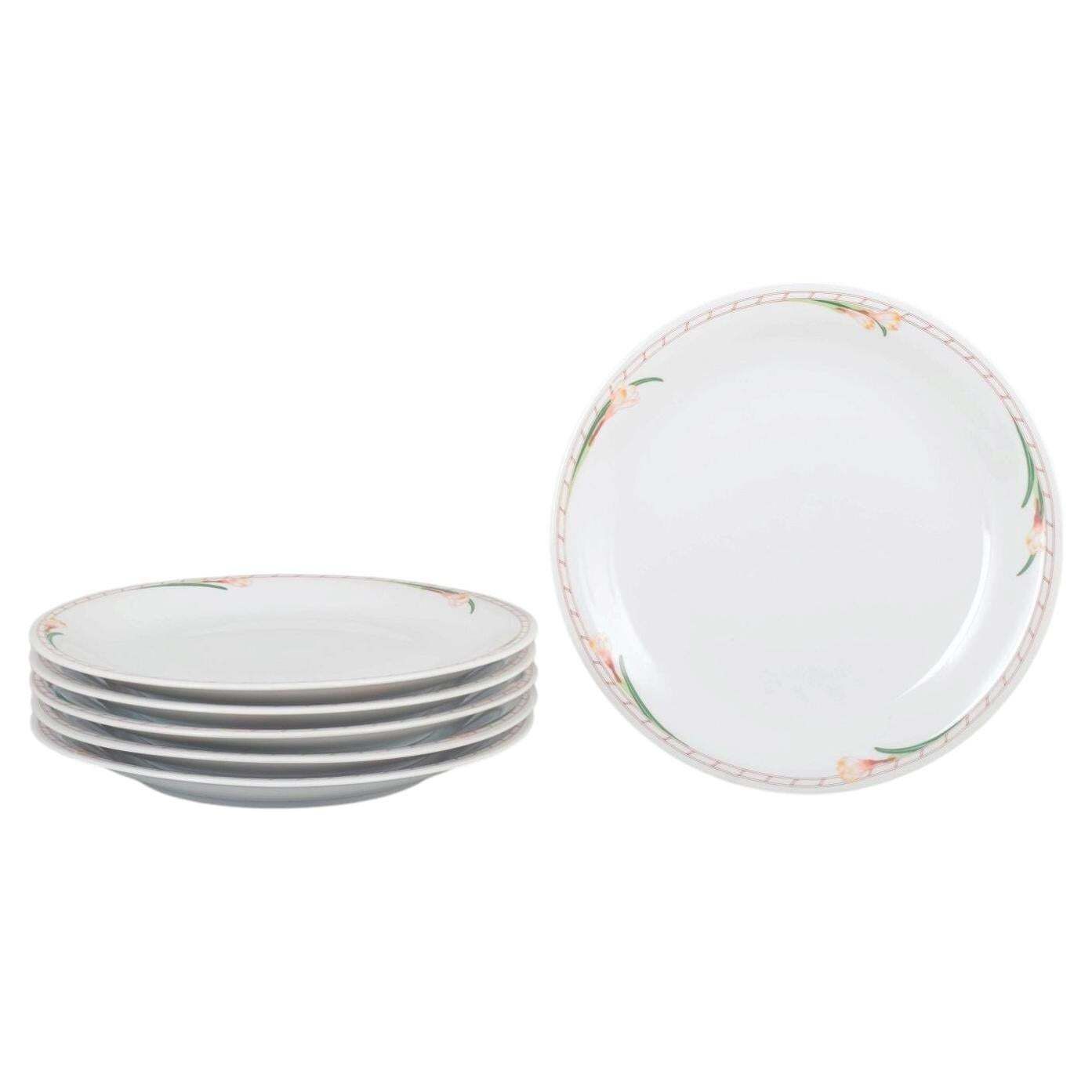 Rörstrand, Suède. Service de six assiettes plates en porcelaine, motif Fleur.