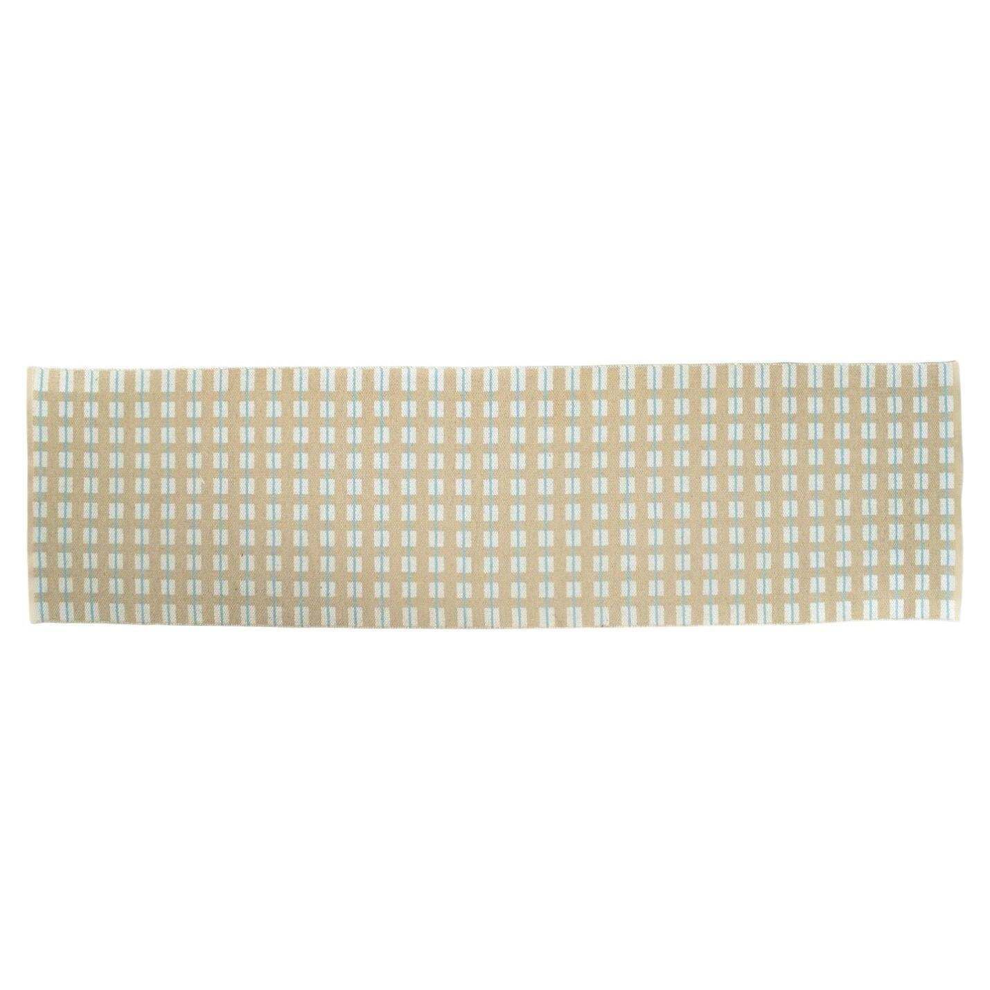 Scandinavian Designer. Rectangular Runner In Woven Plastic With Graphic Pattern.