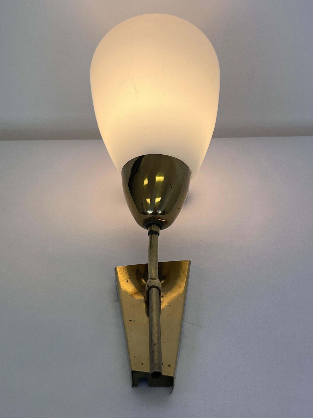 Mid Century Brass And Glass Wall Light/Lamp By Kamenicky Senov   Around 1970s photo for sale