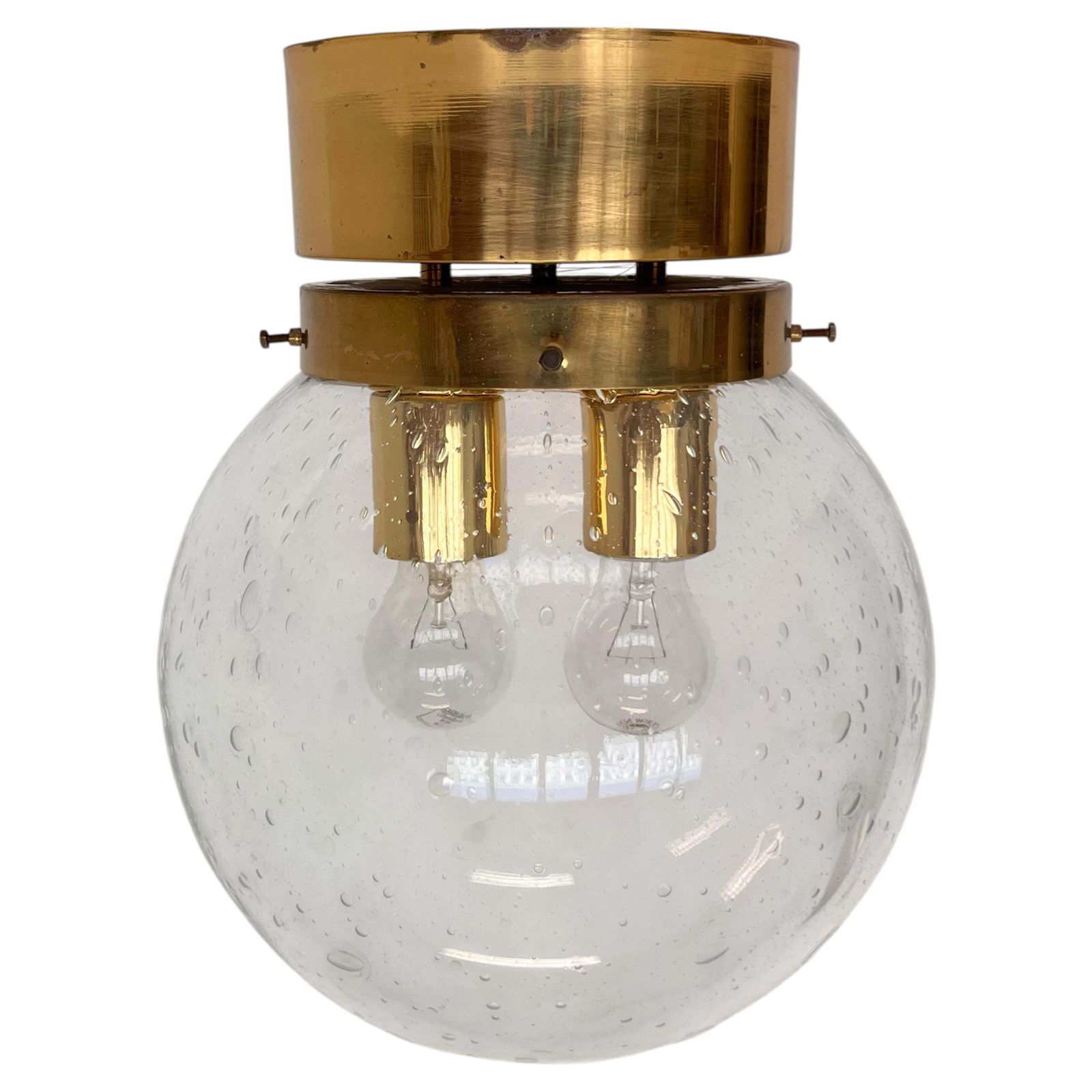 XXL Glazen Plafondlamp met Messing, Opbouwmontage van Kamenicky Senov – 10 stuks