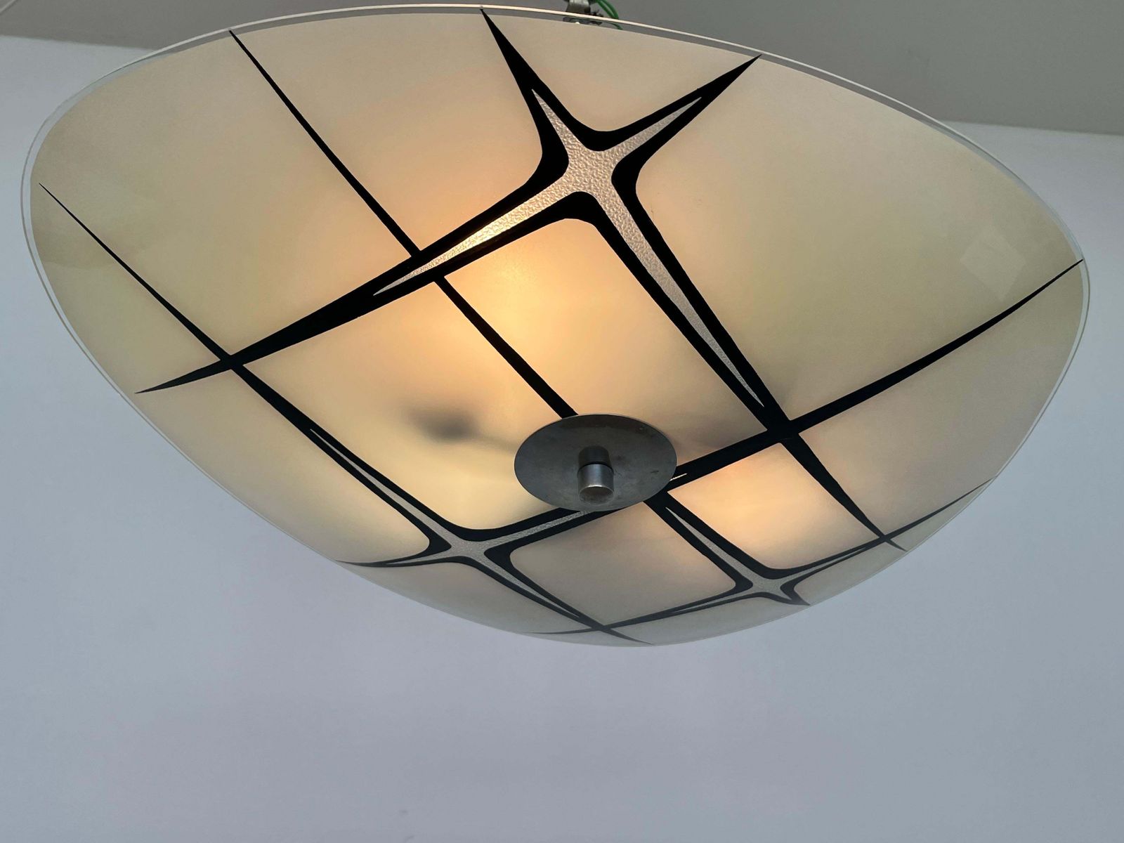 Mid-Century Design Glazen Hanglamp van Napako, Tsjecho-Slowakije, jaren 1970. photo for sale