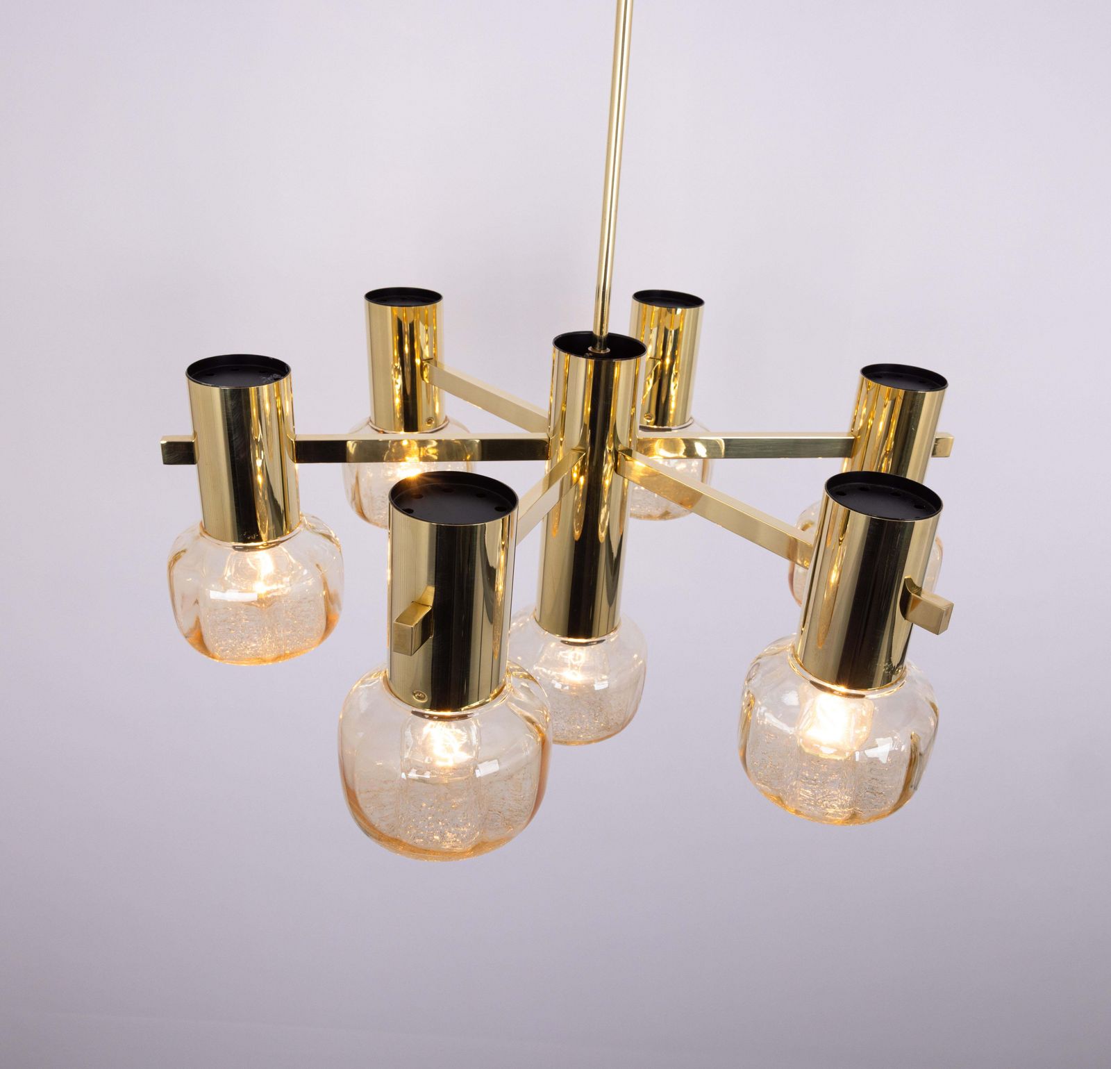 Grote messing kroonluchter in de stijl van Sciolari, Duitsland, ca. jaren 1960 photo Verlichting