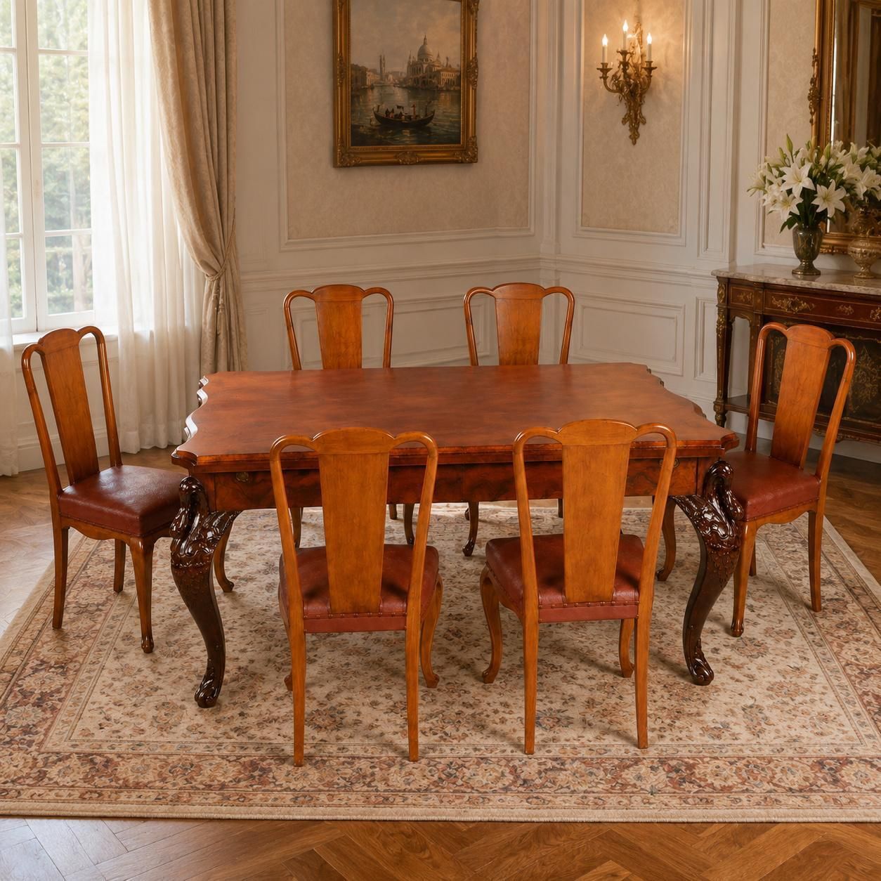 Rare Venetian Neo Rococo Dining Set Attributed To Vincenzo Cadorin For Testolini photo Furniture