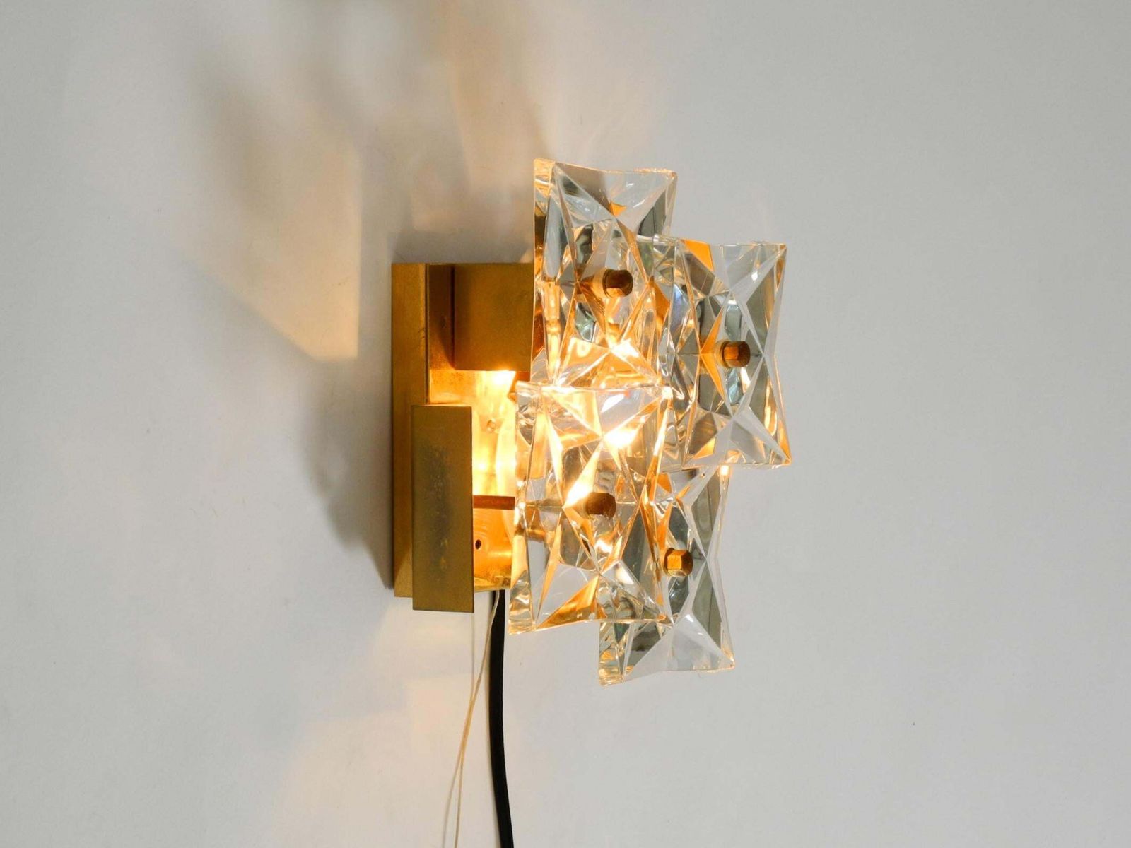 photo furniture Original 1960s Kinkeldey Crystal Glass And Brass Wall Lamp In Mint Condition