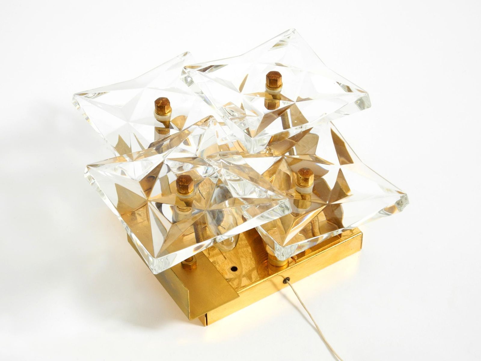 613.0 Original 1960s Kinkeldey Crystal Glass And Brass Wall Lamp In Mint Condition photo