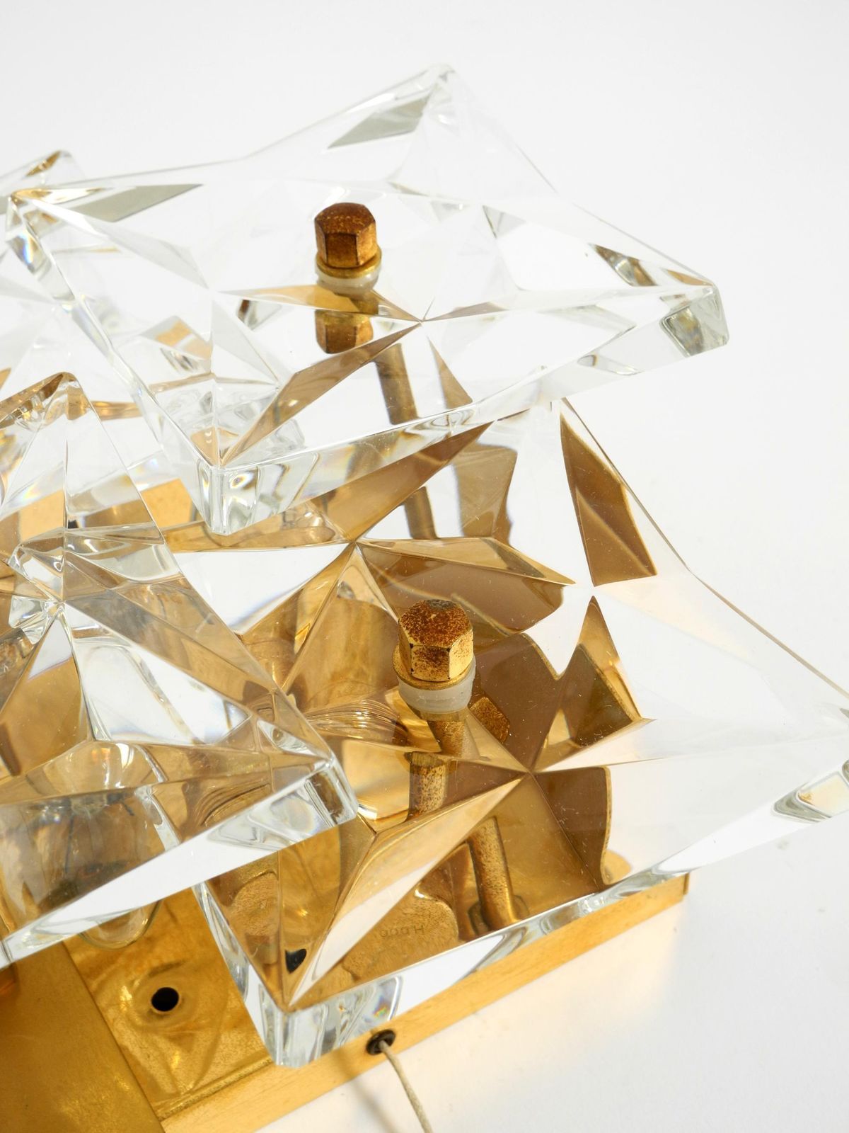 photo vintage Original 1960s Kinkeldey Crystal Glass And Brass Wall Lamp In Mint Condition
