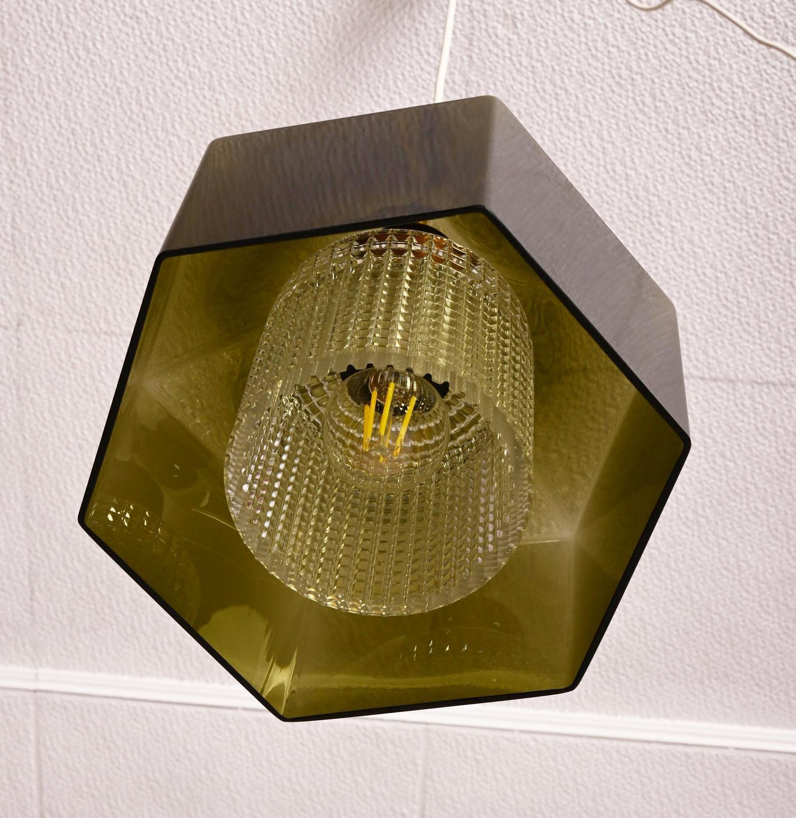 Green And Pressed Glass Pendant Lamp By Carl Fagerlund photo buy