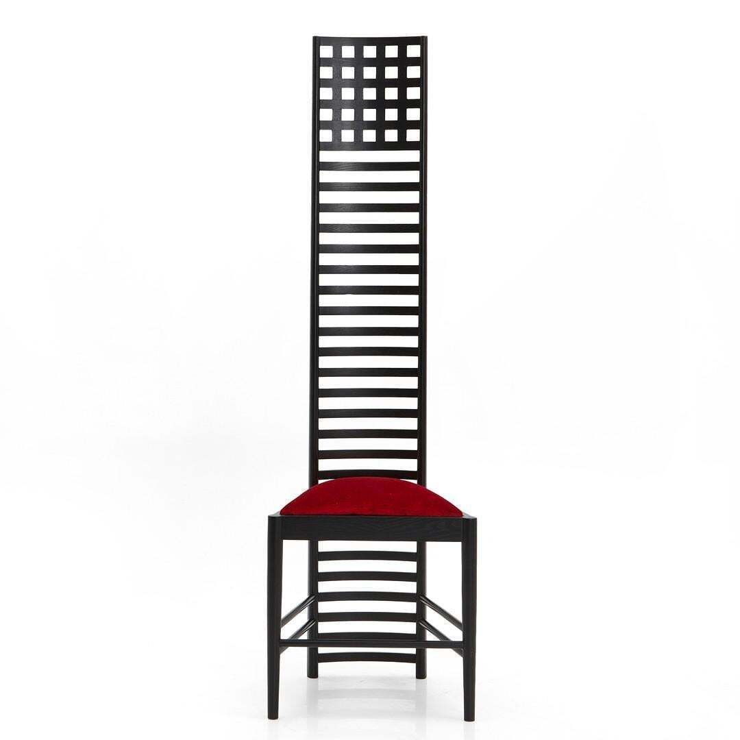 Charles Rennie Mackintosh Ash & Red Velvet Hill House Chair photo 1300.0