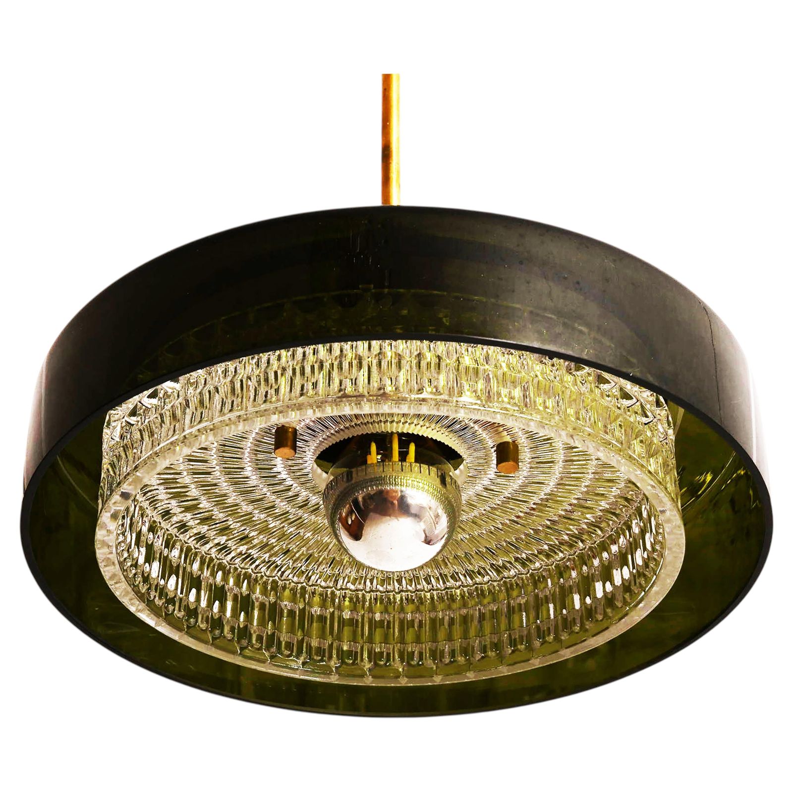 Rotonda Hanglamp in Groen en Geperst Glas van Carl Fagerlund