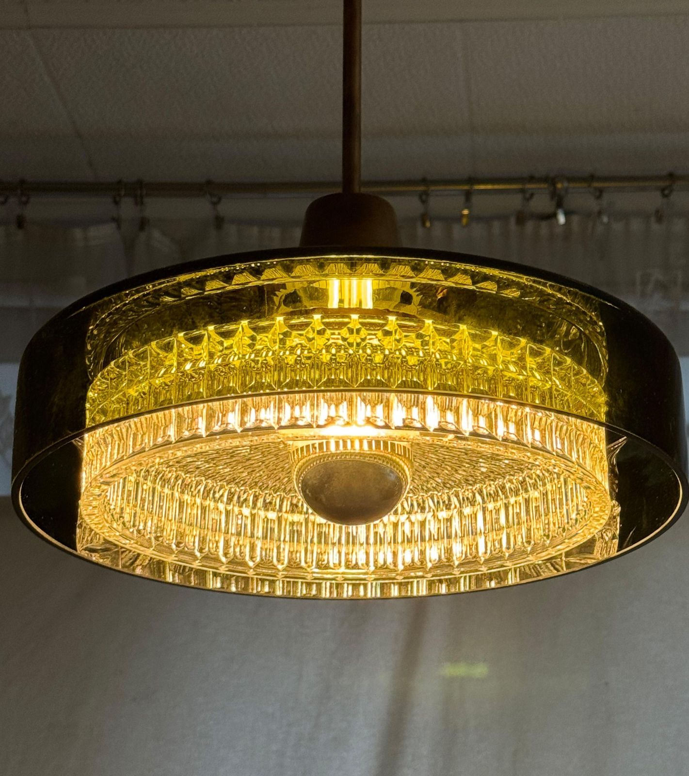 1496.0 Rotonda Green And Pressed Glass Pendant Lamp By Carl Fagerlund photo