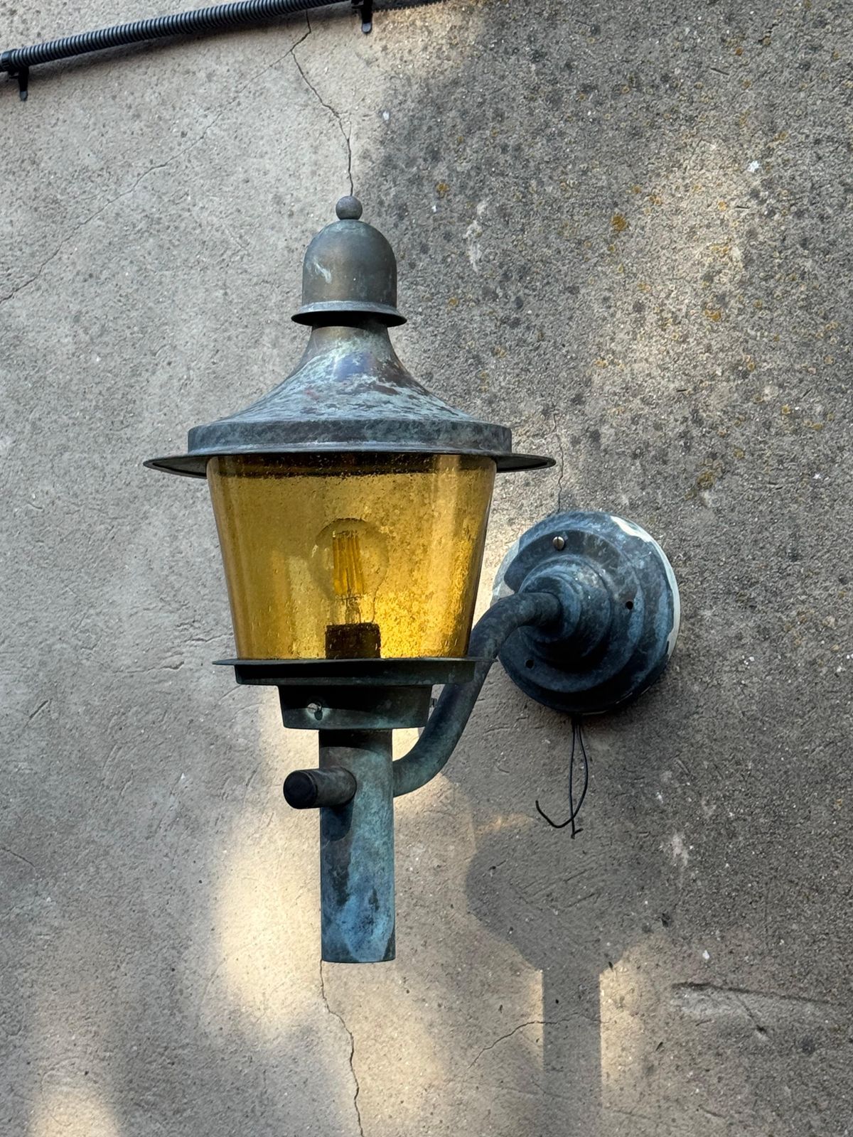 827.0 Brass Outdoor Wall Lamps With Yellow Glass Shades photo