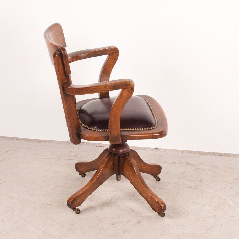 Revolving Height Adjustable Beech Office Desk Chair photo vinterior