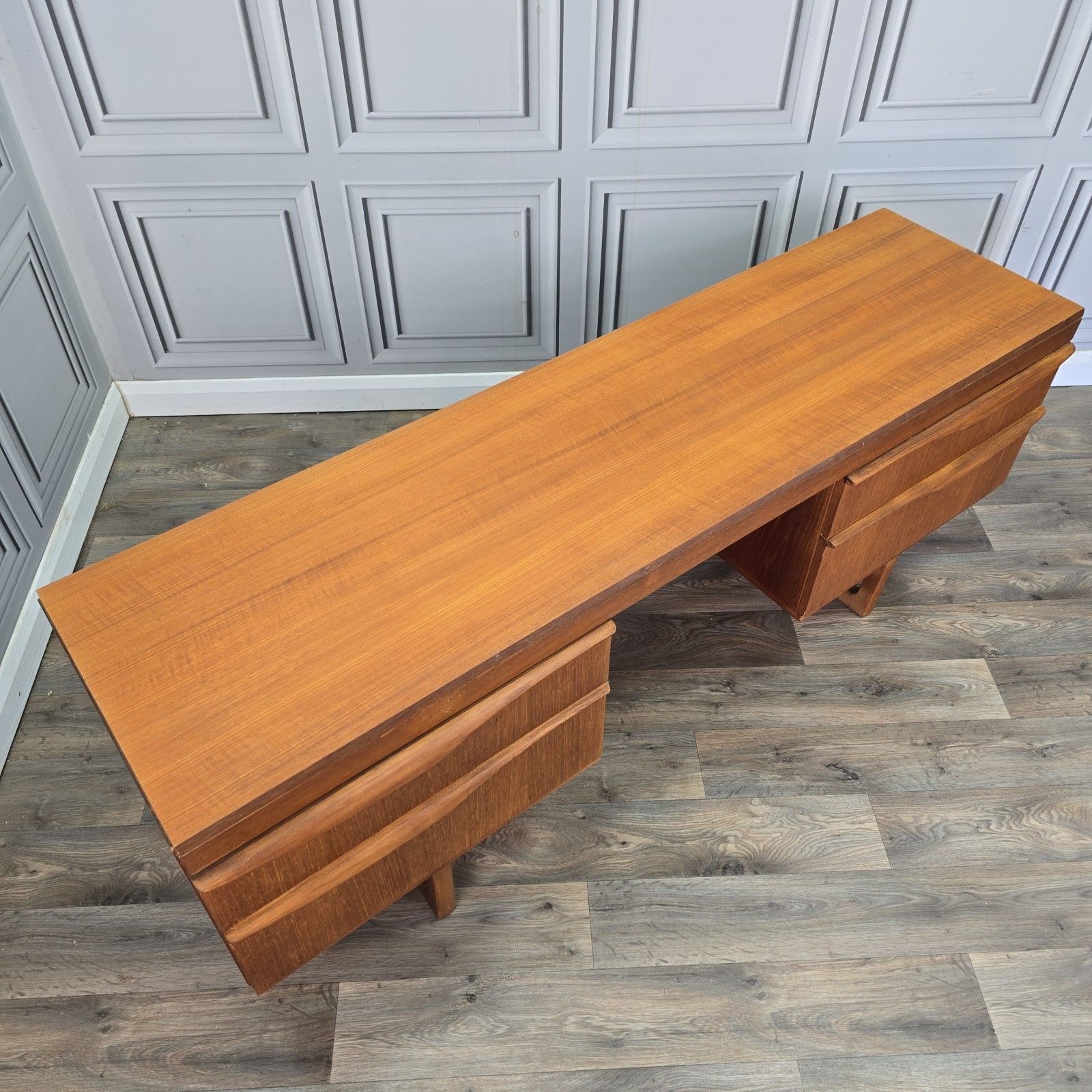 Mid Century Writing Desk Teak Scandinavian Style Dressing Table Vintage Retro photo vinterior