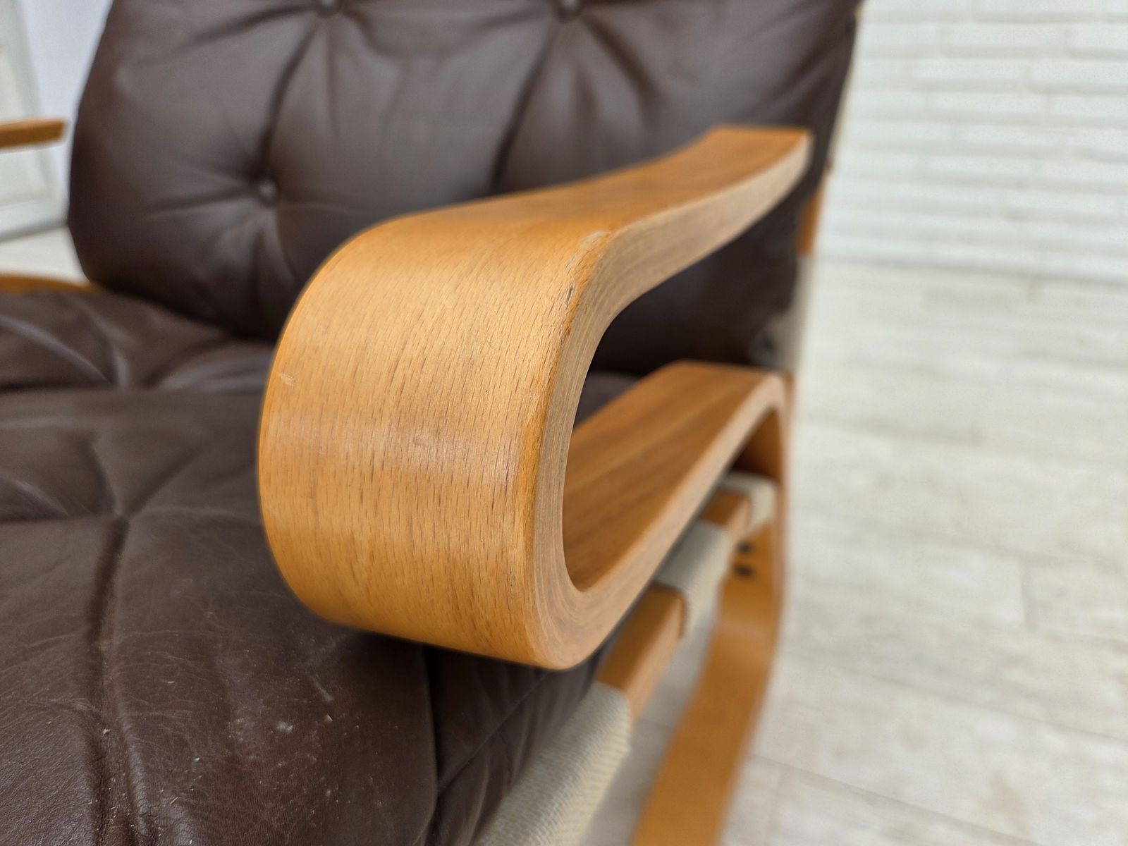 1970s, Norwegian Design By Elsa & Nordahl Solheim, Set Of Chair With Stool. photo vintage