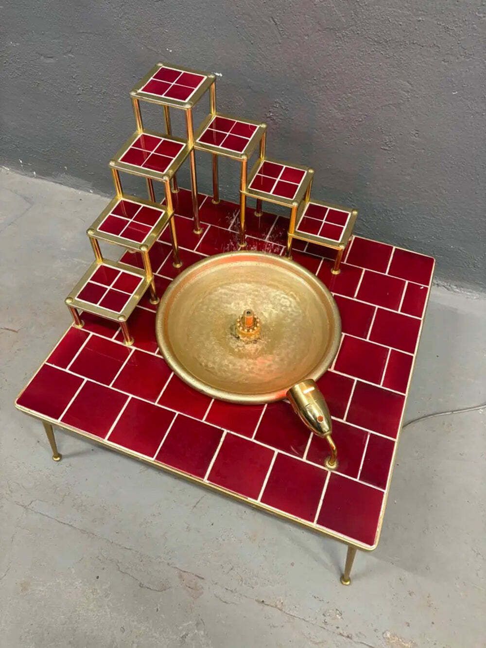 Retro Huisfontein Space Age Geglazuurd Keramiek & Metaal Waterornament Eind 20e Eeuw Europa photo buy