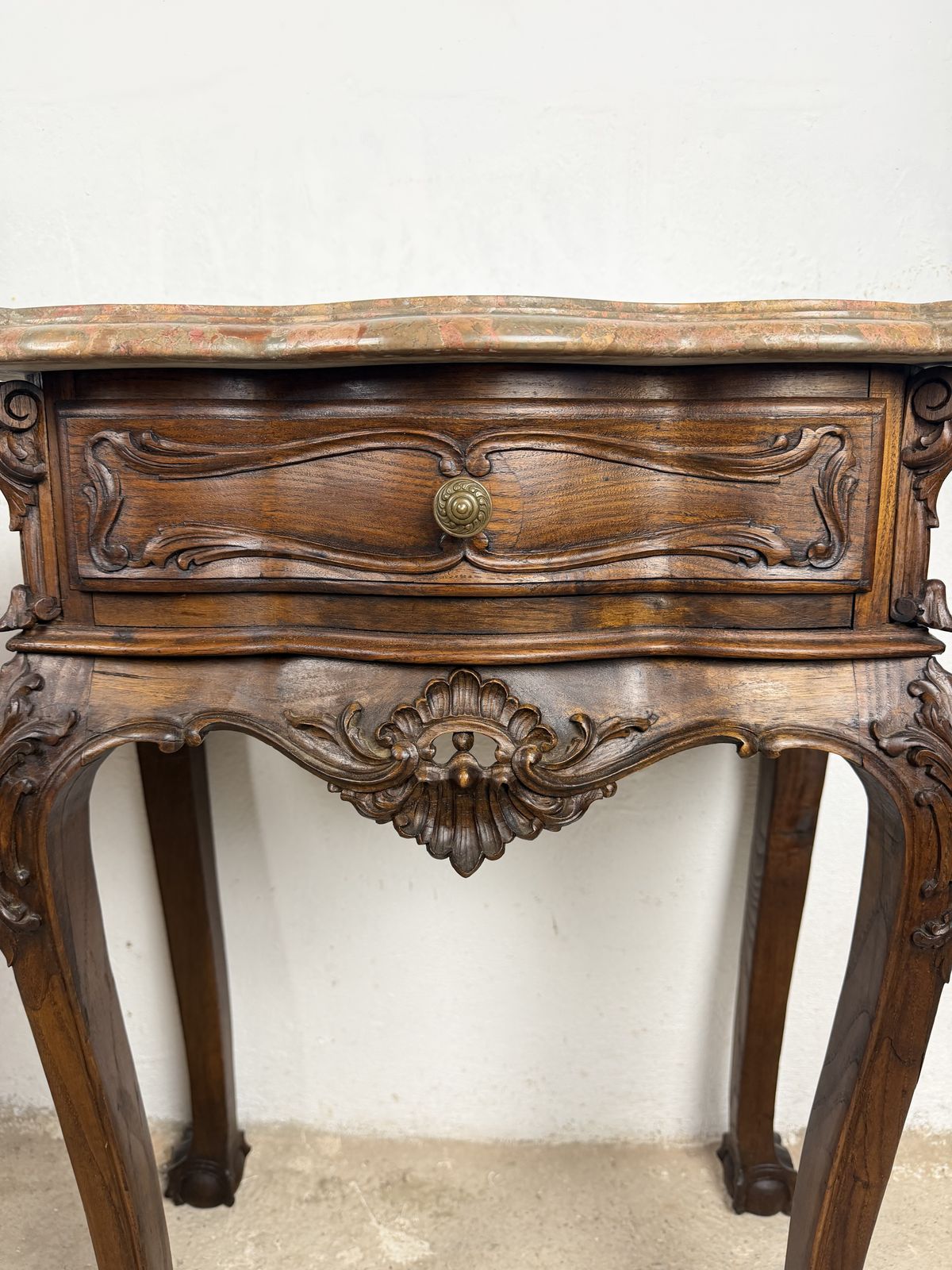 Furniture Pair Of French Louis XV Style Nightstands With Marble Tops photo