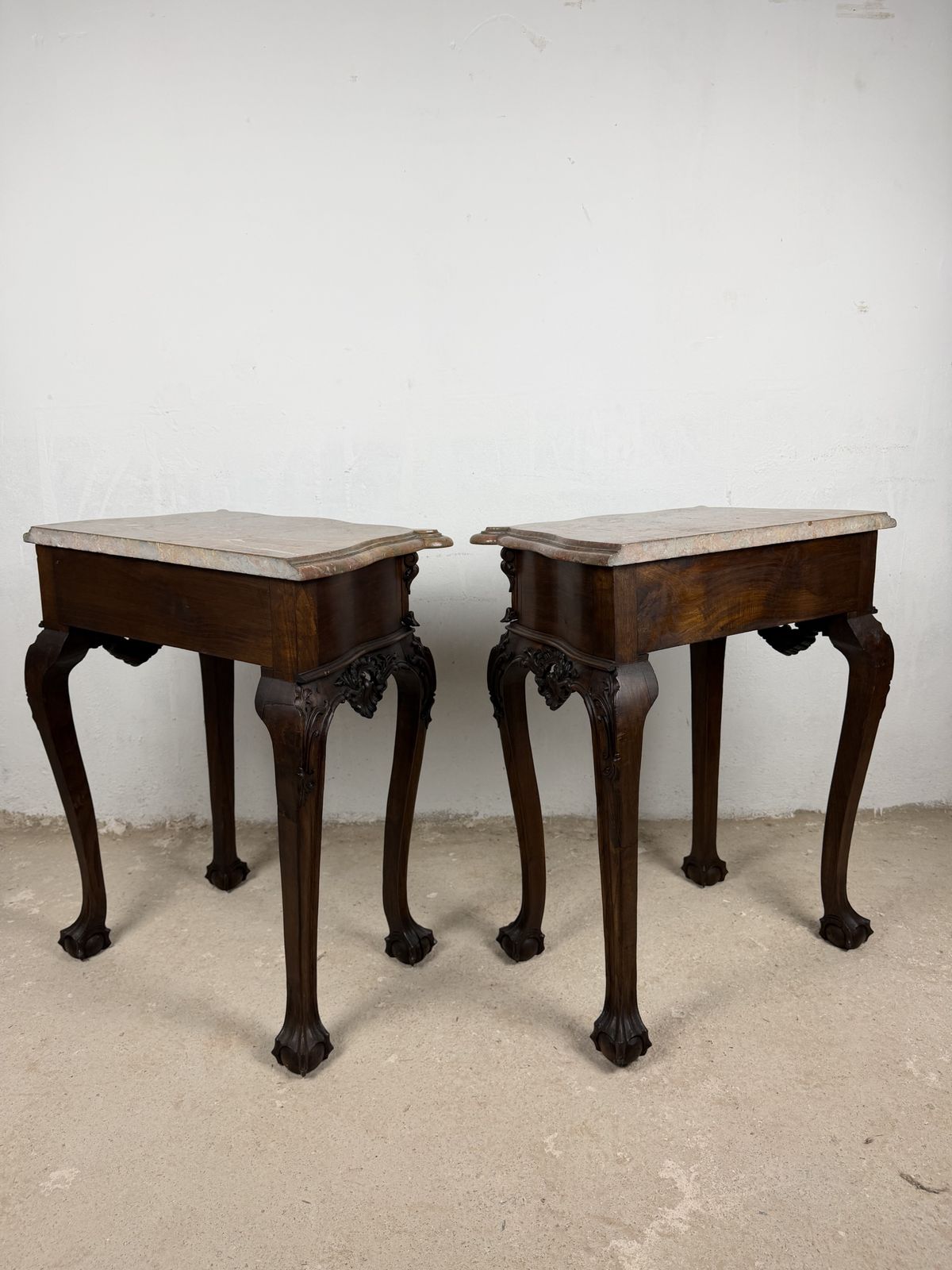 photo buy Pair Of French Louis XV Style Nightstands With Marble Tops
