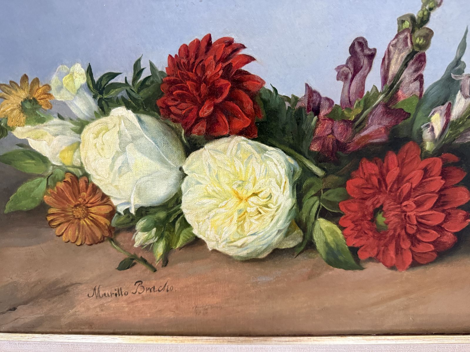 José María Murillo Bracho – Bloemenstilleven met rozen, 19e-eeuws Spaans olieverfchilderij, jaren 1860 photo buy