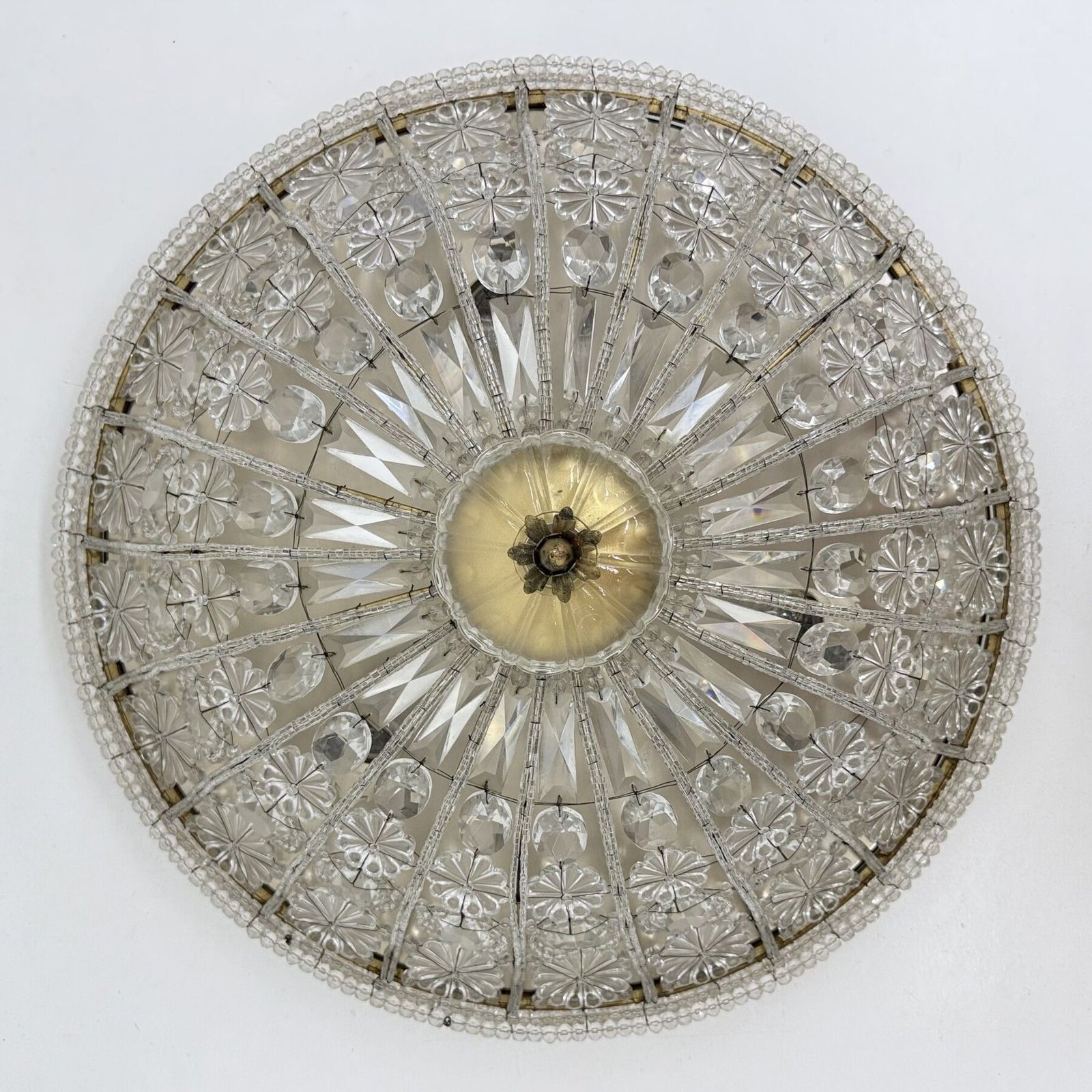 Large Crystal Banci Italy Ceiling Lamp , 1960’s