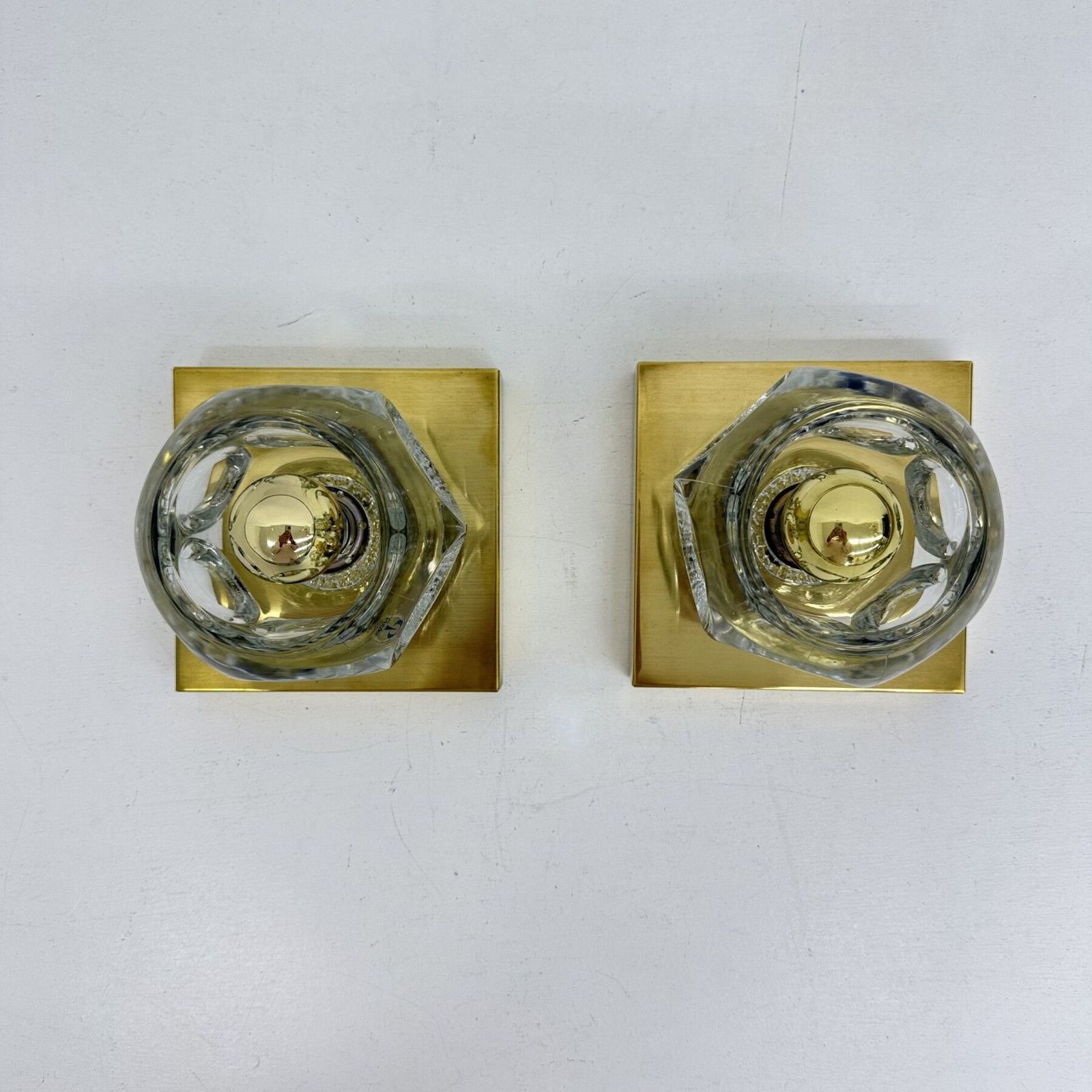 photo for sale Paar Peil & Putzler ijsblokglas wandlampen, jaren 1970