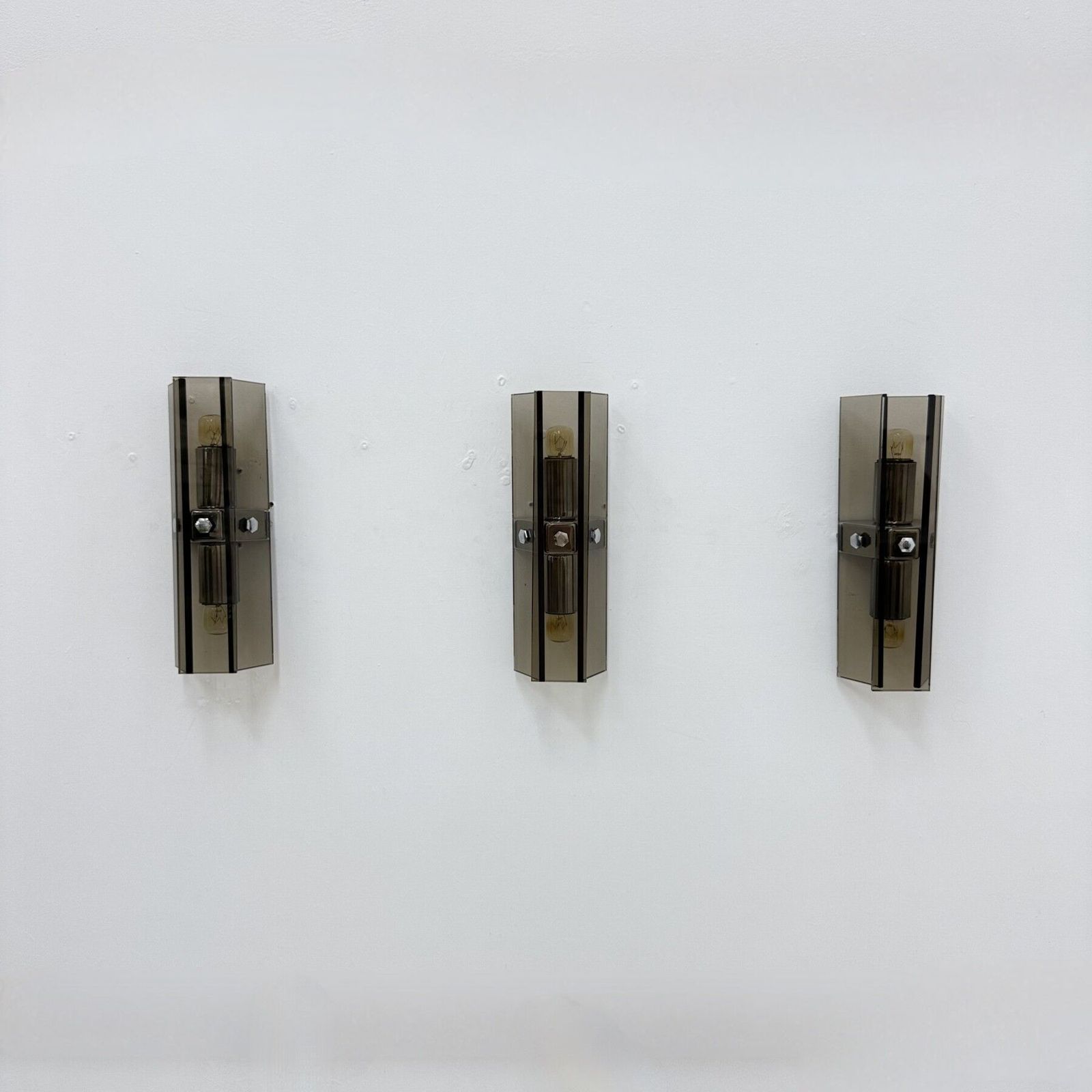 Set van 3 Veca glazen wandlampen, jaren 1970, Italië