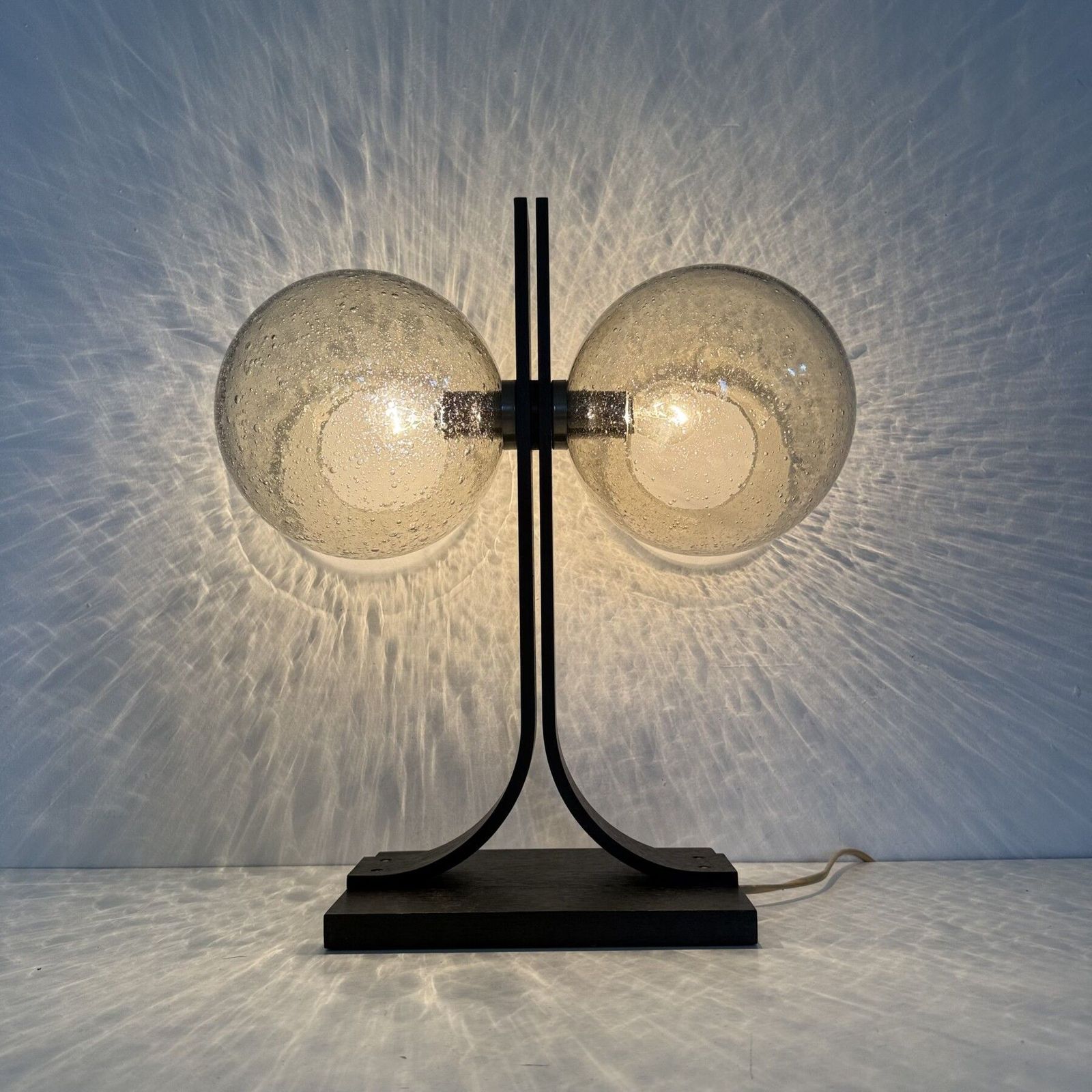 Temde Leuchten Table Lamp With Plywood And Glass Spheres , 1970s photo 930.0