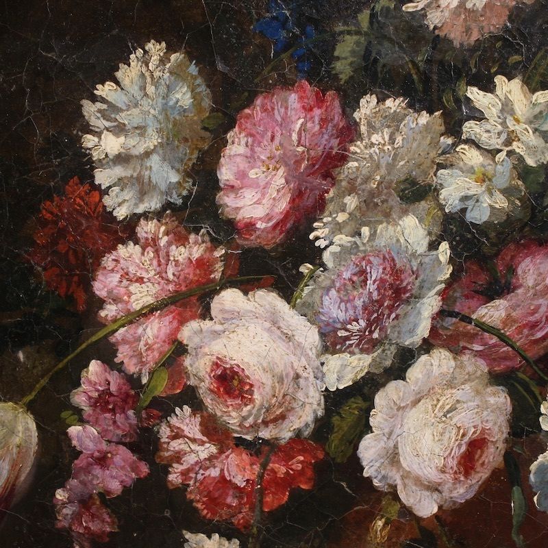 photo buy Antique Italian Oval Still Life Painting From The 18th Century