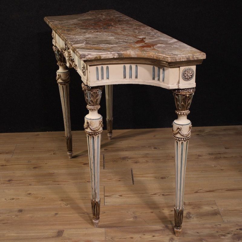 photo for sale Italiaanse gelakte Louis XVI-stijl console met marmeren blad