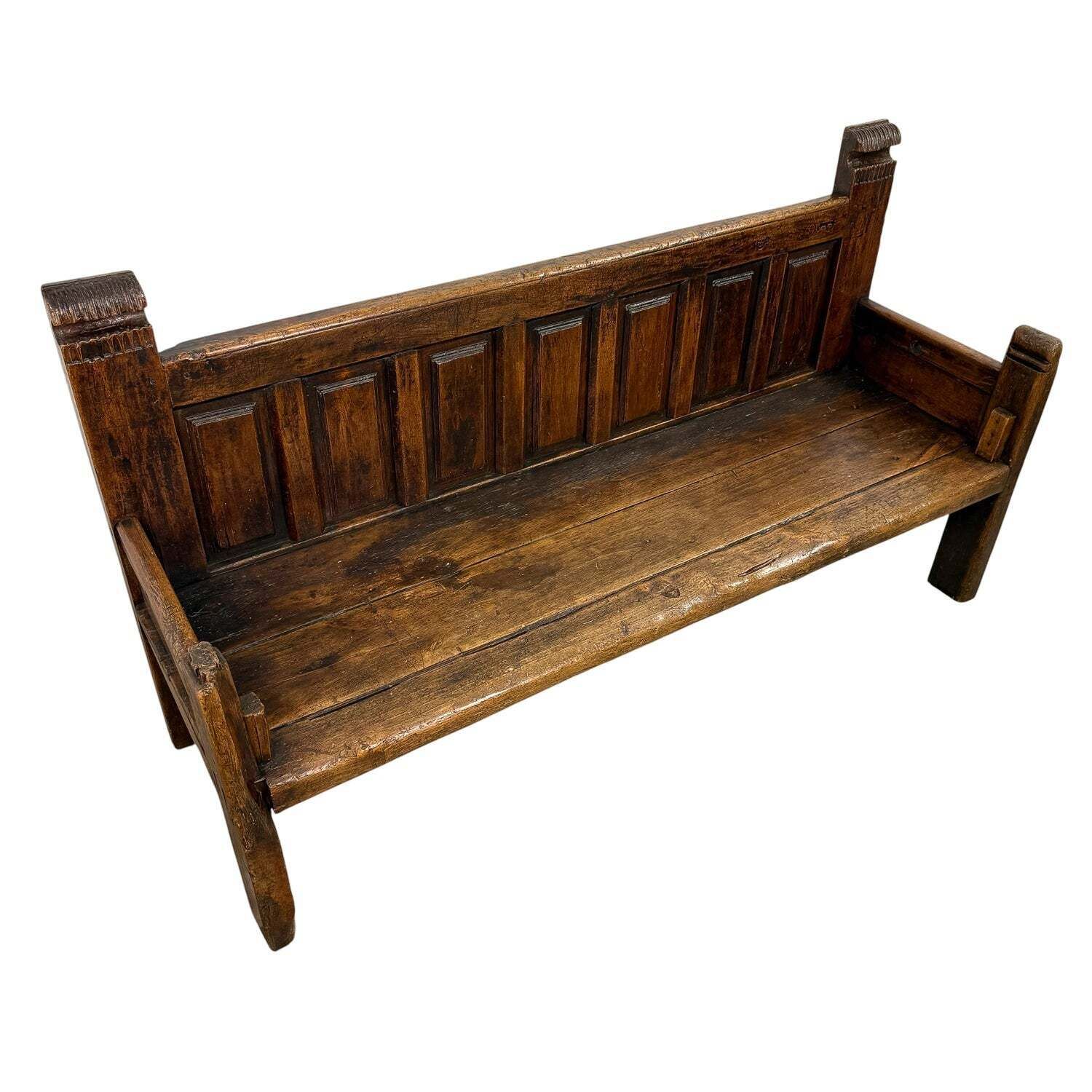 Antiek Traditionele Spaanse Eikenhouten Bank photo furniture