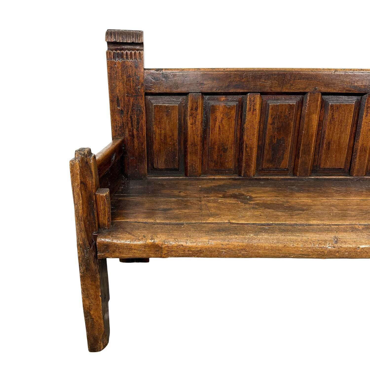 Antiek Traditionele Spaanse Eikenhouten Bank photo for sale