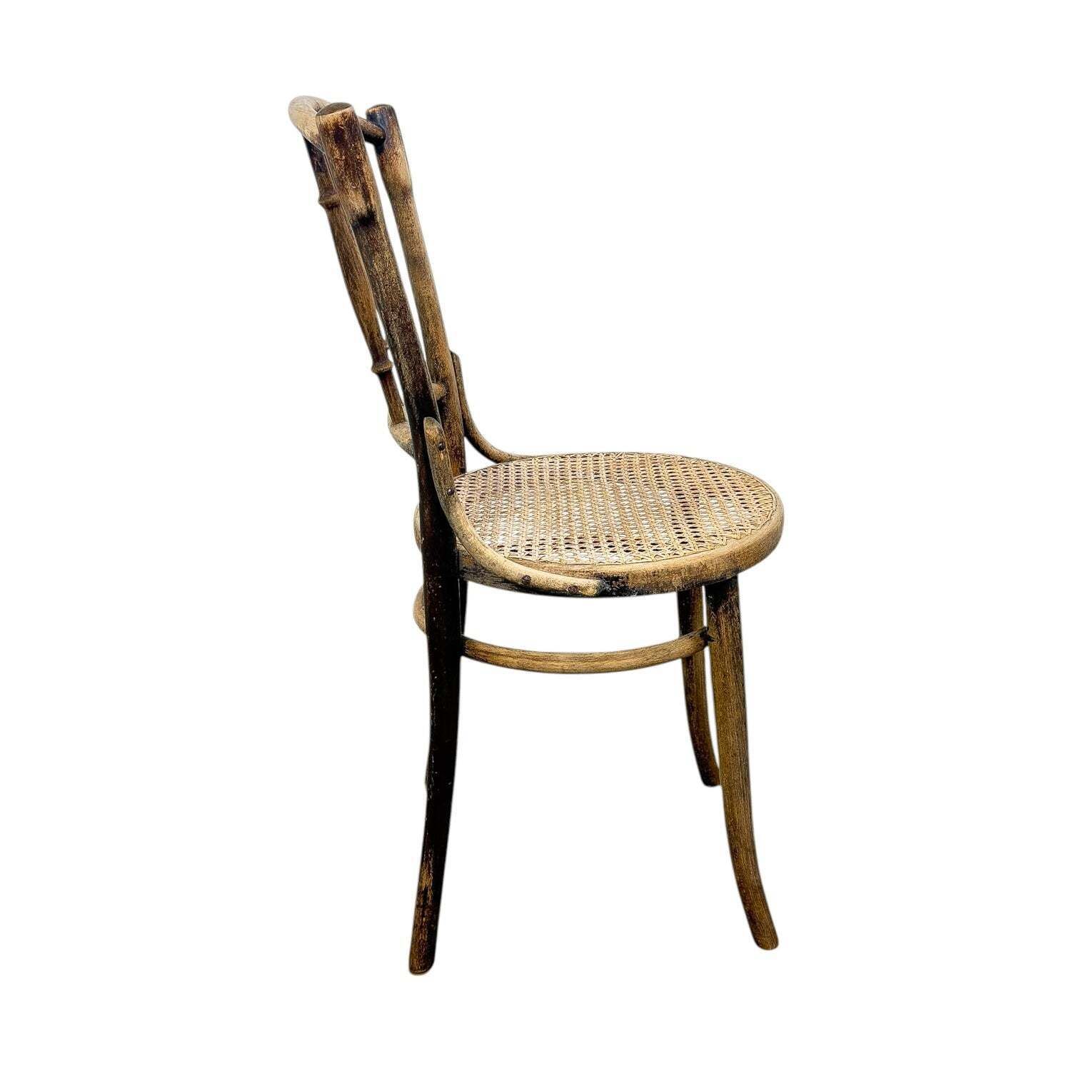 Antieke Thonet Bentwood Stoel Rieten Zitting photo furniture