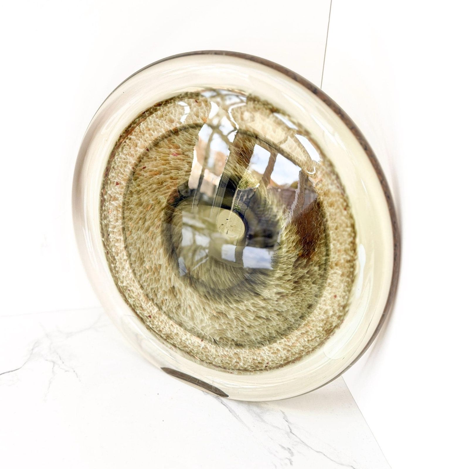 Murano Formia Style Glass Eye Sculpture Aventurine Lens Mid Century photo vintage