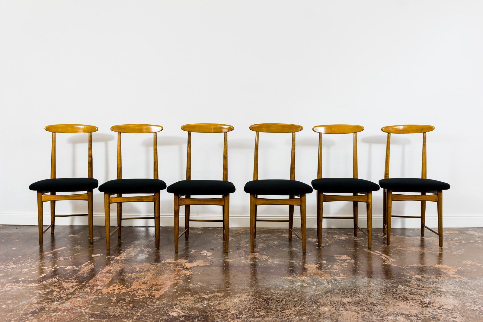 Mid-Century eetkamerstoelen van Bernard Malendowicz, Polen, jaren 1960, set van 6 photo furniture