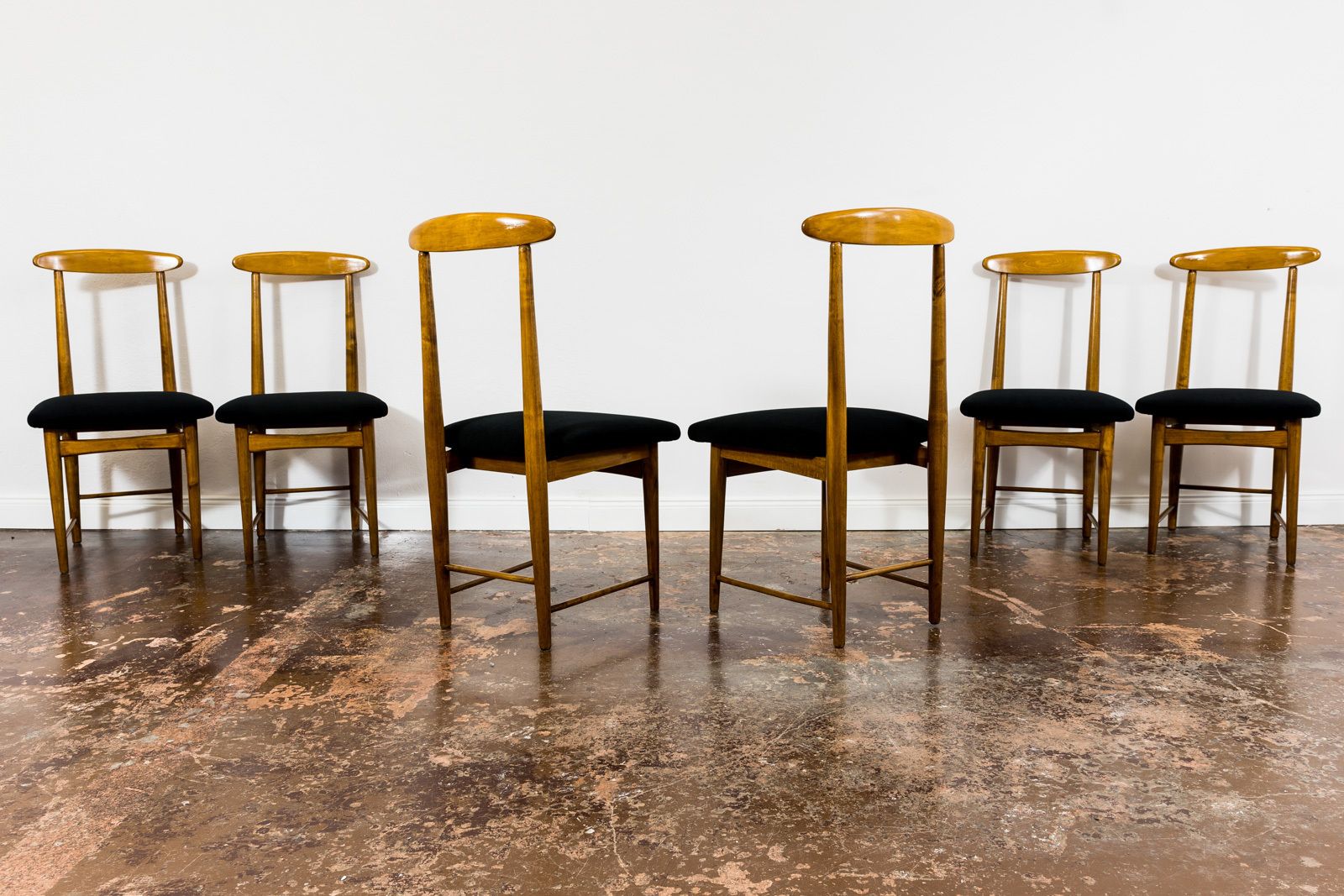 Mid-Century eetkamerstoelen van Bernard Malendowicz, Polen, jaren 1960, set van 6 photo vinterior