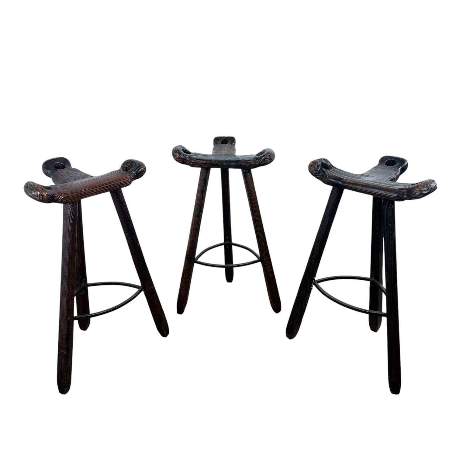 Set van 3 vintage Spaanse Brutalist Marbella krukken